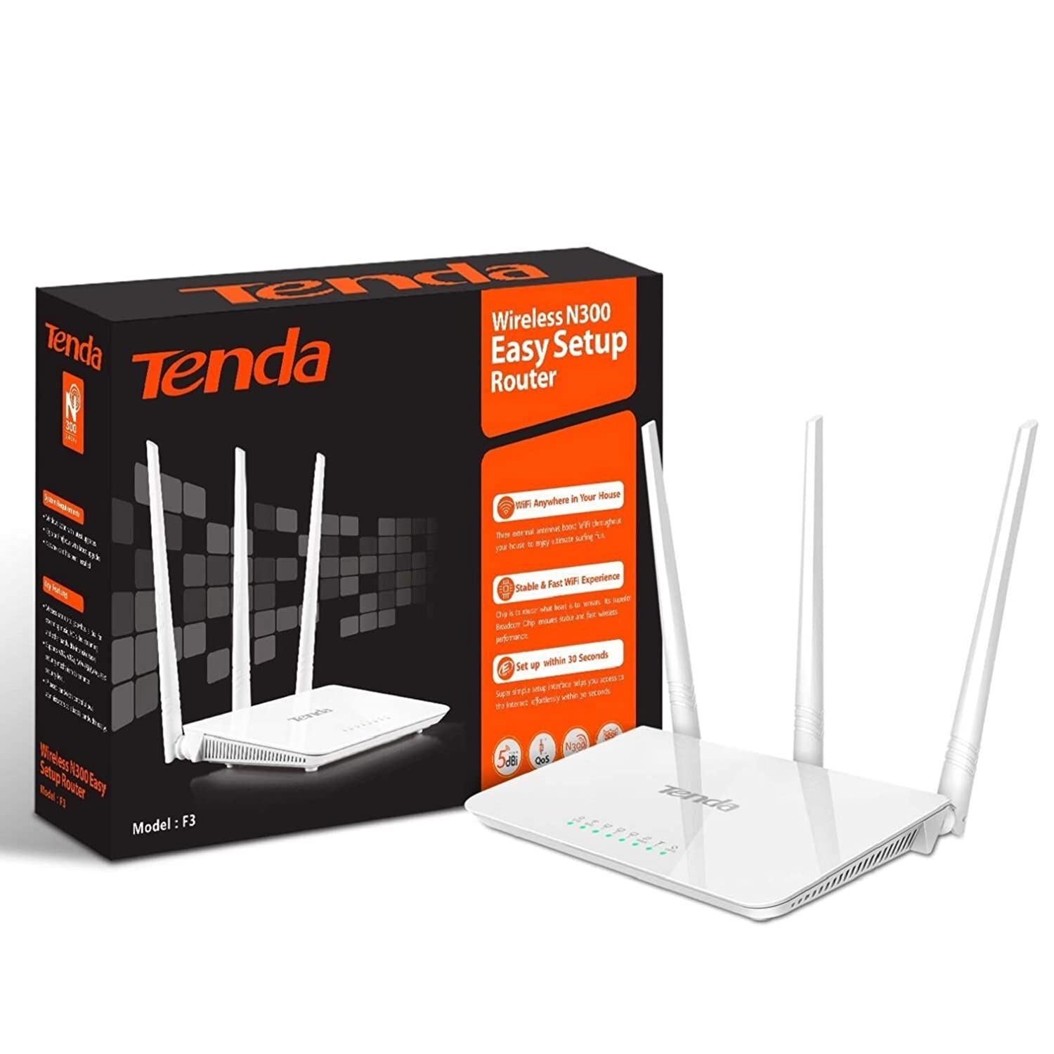 Tenda 3 Antenna F3 300Mbps Wireless Wi-Fi Router
